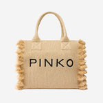 BORSA SHOPPING IN RAFIA CON LOGO 106673 A39YHZ3Q PINKO 