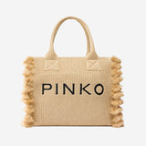 BORSA SHOPPING IN RAFIA CON LOGO 106673 A39YHZ3Q PINKO 