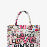 BORSA SHOPPER IN COTONE CON LOGO 106673 A3B6ZW0Q PINKO 