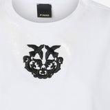 T-SHIRT CROPPED CON RICAMO LOVE BIRDS 106814 A3AMZZ1 PINKO 