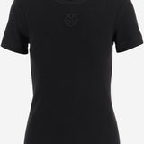 T-SHIRT CON RICAMO LOVE BIRDS IN COTONE STRETCH 106815 A3ALZ99 PINKO 