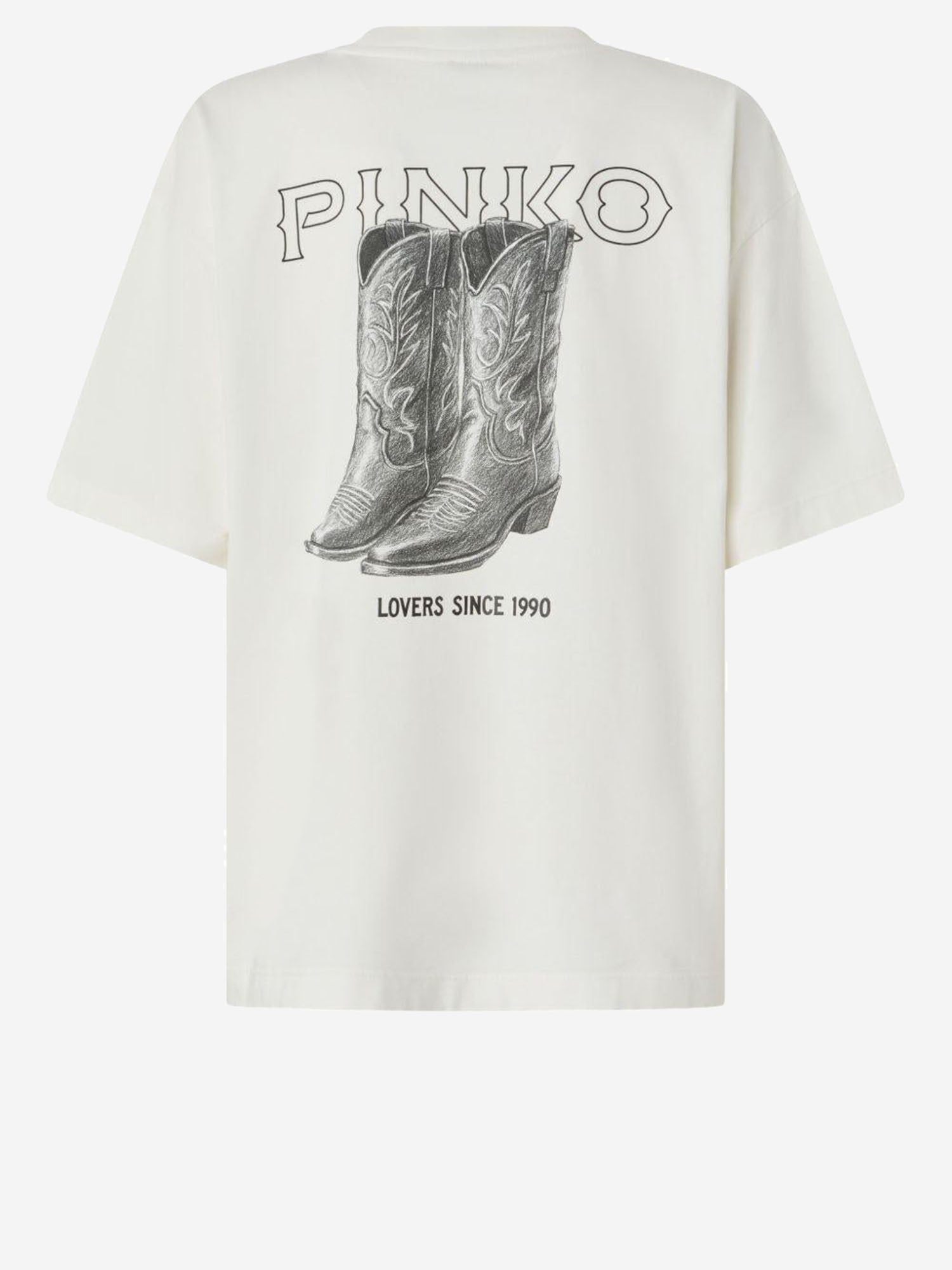 T-SHIRT IN COTONE CON STAMPA LOGO 106872 A3B3Z05 PINKO 