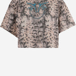 T-shirt cropped in cotone con logo 106921 A3C8CZ9 PINKO 