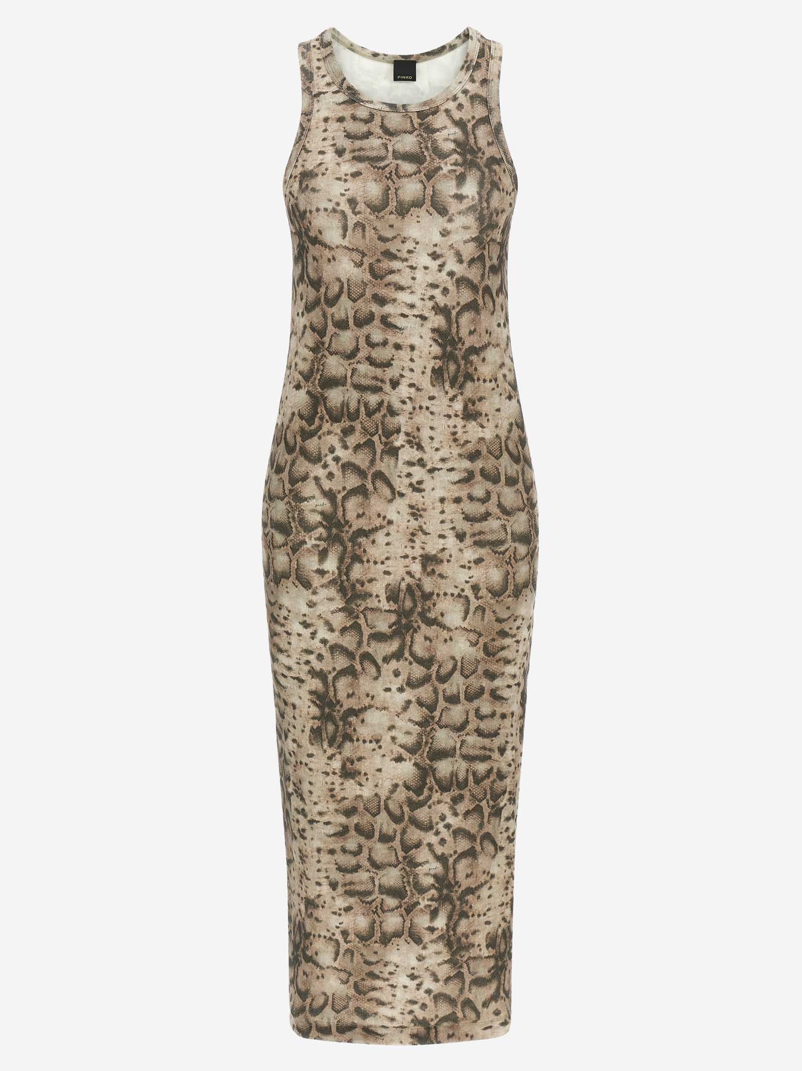 Abito in cotone stretch con motivo animalier 106993 A3DPCZ9 PINKO 