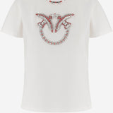 T-shirt in cotone con logo 107094 A3C7ZR2 PINKO 