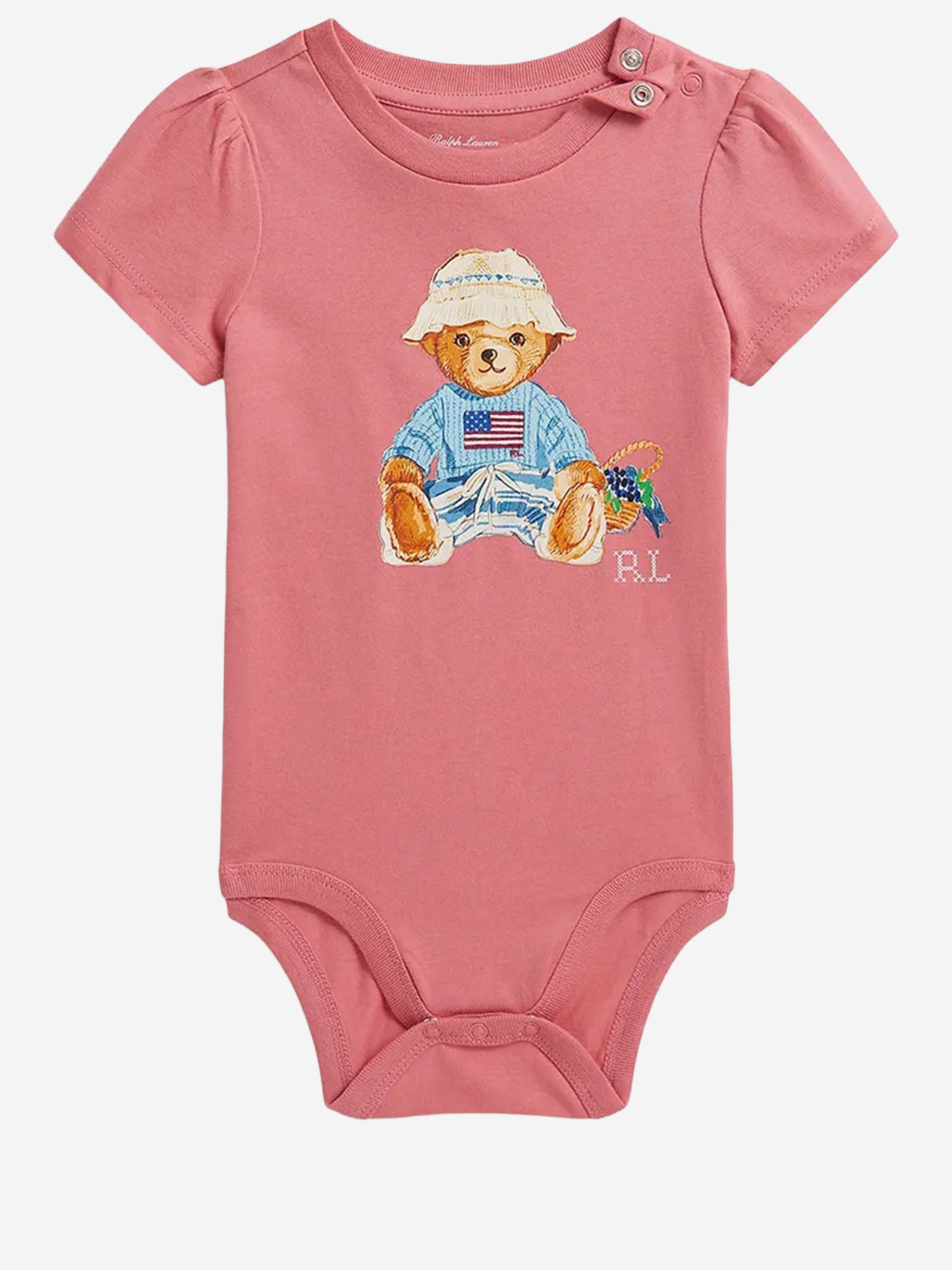 BODY IN COTONE CON POLO BEAR 310A12817001 DESERT ROSE POLO RALPH LAUREN KIDS 