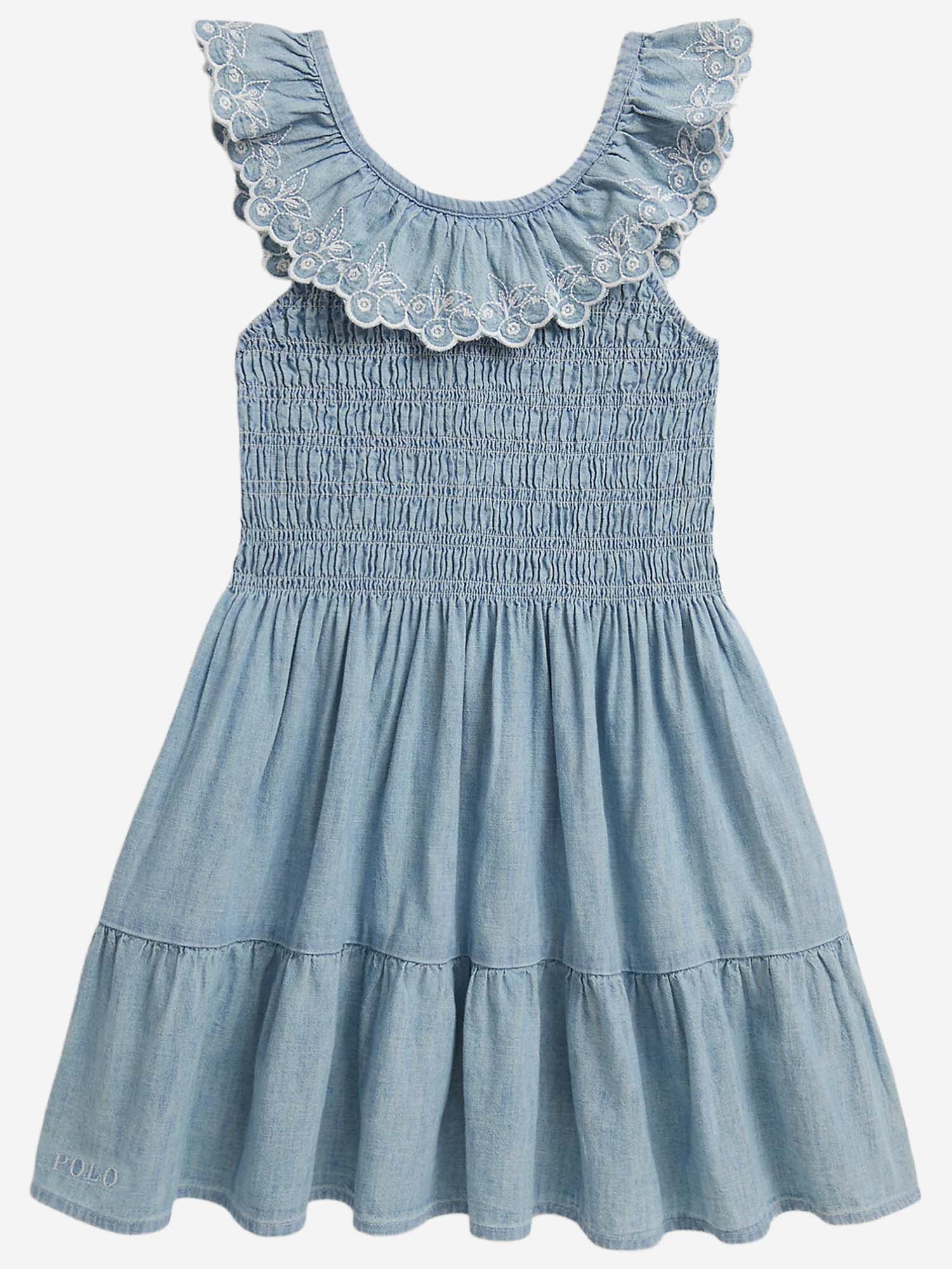 Abito Celeste  in cotone con mirtilli 312A11755 001 POLO RALPH LAUREN KIDS 