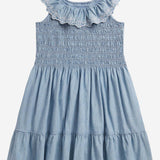 ABITO IN COTONE CON CORPETTO SMOCK E VOLANT 313A11755 001 POLO RALPH LAUREN KIDS 