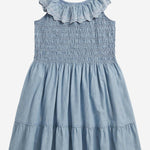ABITO IN COTONE CON CORPETTO SMOCK E VOLANT 313A11755 001 POLO RALPH LAUREN KIDS 