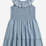 ABITO IN COTONE CON CORPETTO SMOCK E VOLANT 313A11755 001 POLO RALPH LAUREN KIDS 