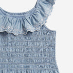 ABITO IN COTONE CON CORPETTO SMOCK E VOLANT 313A11755 001 POLO RALPH LAUREN KIDS 