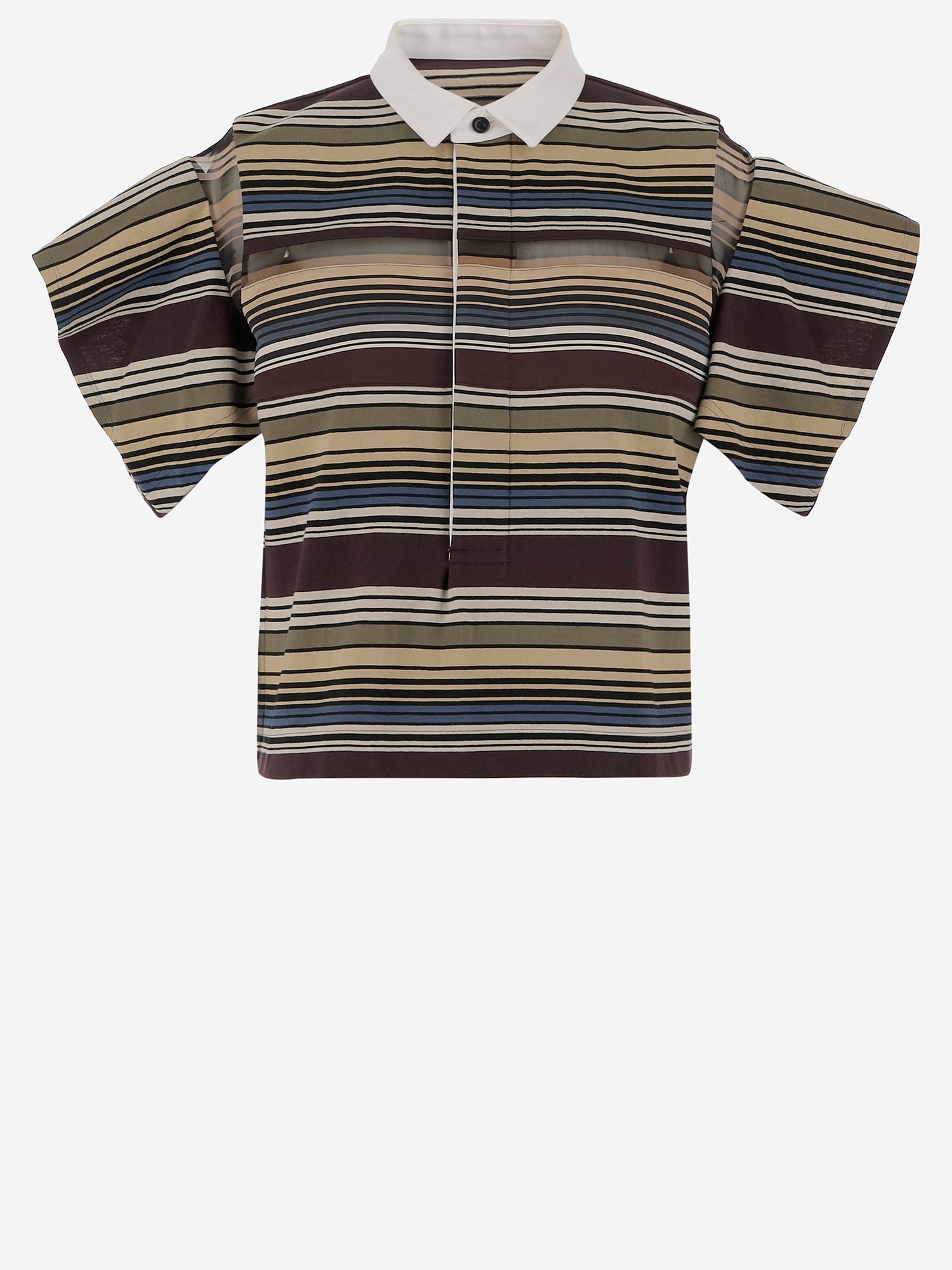 T-SHIRT IN COTONE A RIGHE CON DETTAGLIO IN PIZZO 08379 615 SACAI 