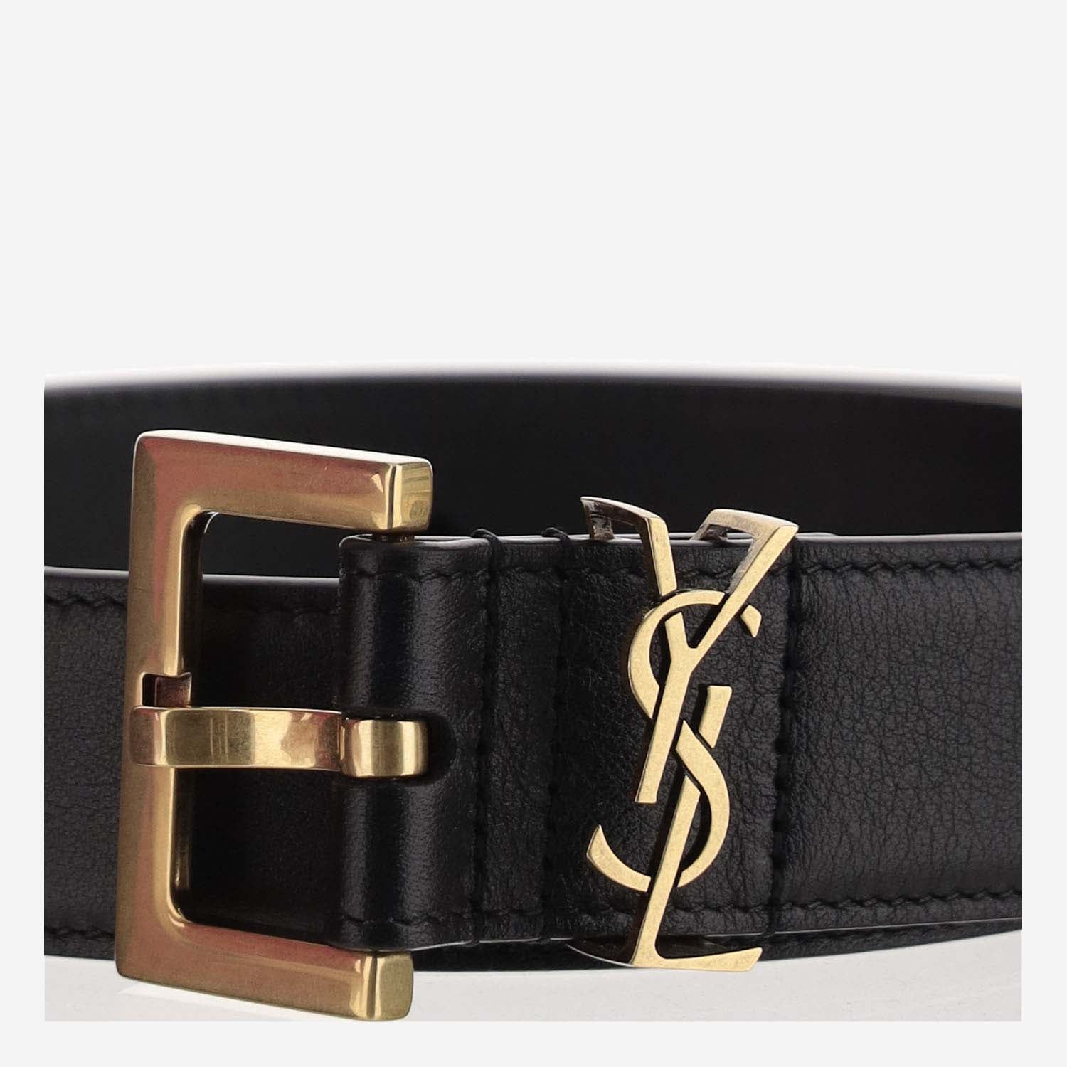 CINTURA IN PELLE LUCIDA 634437 BOO0W1000 SAINT LAURENT 