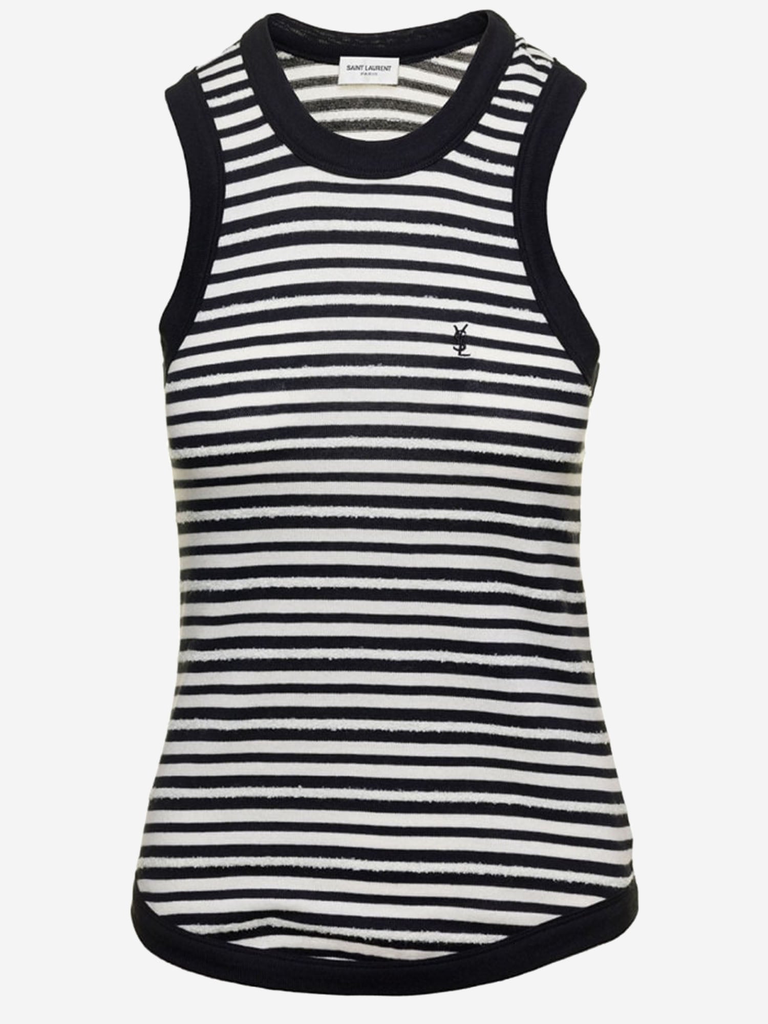 CANOTTA IN MISTO COTONE A RIGHE 743660 Y37KT1095 SAINT LAURENT 