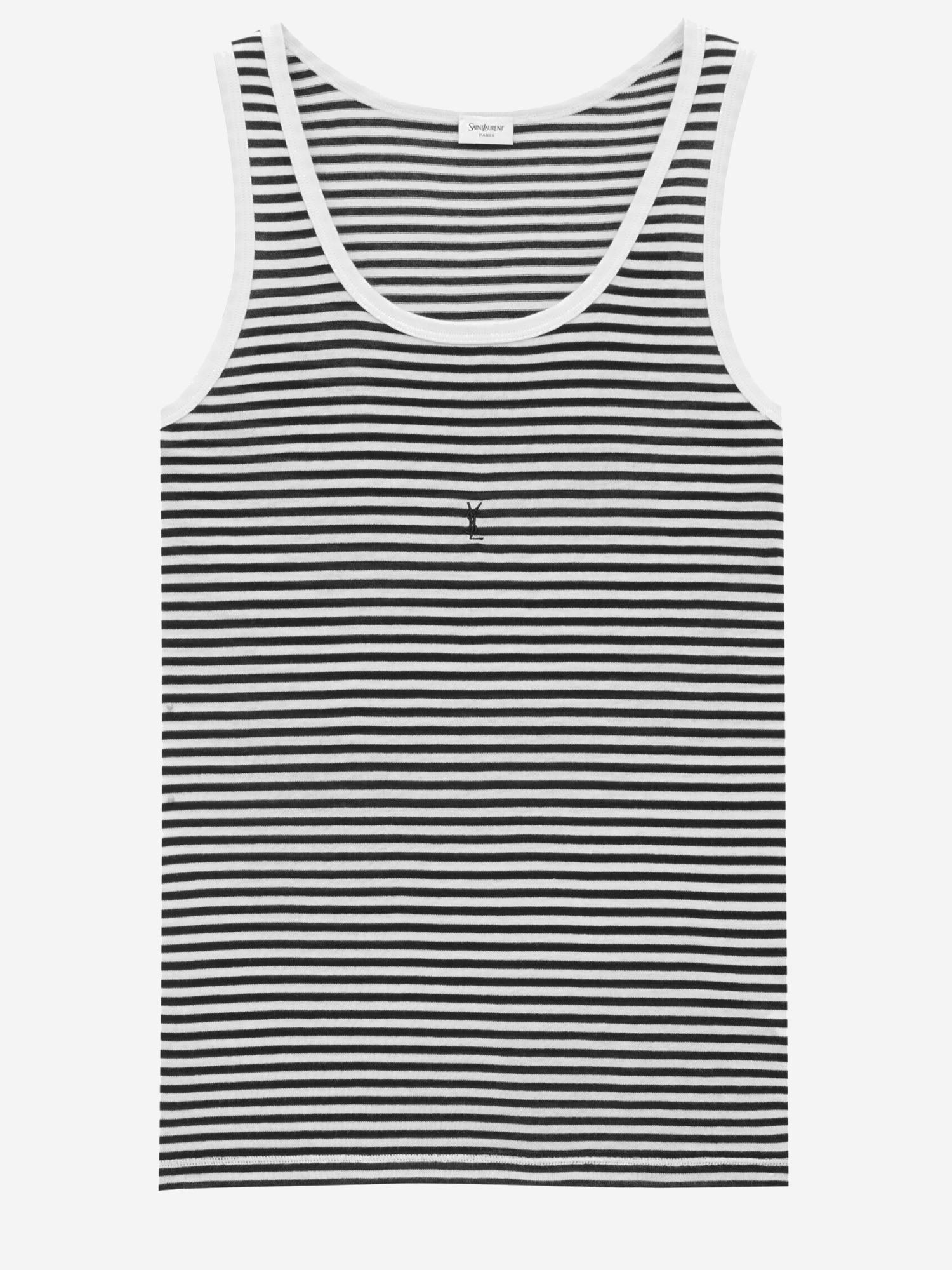 CANOTTA IN COTONE CON LOGO A RIGHE 832278 Y37ZN1077 SAINT LAURENT 