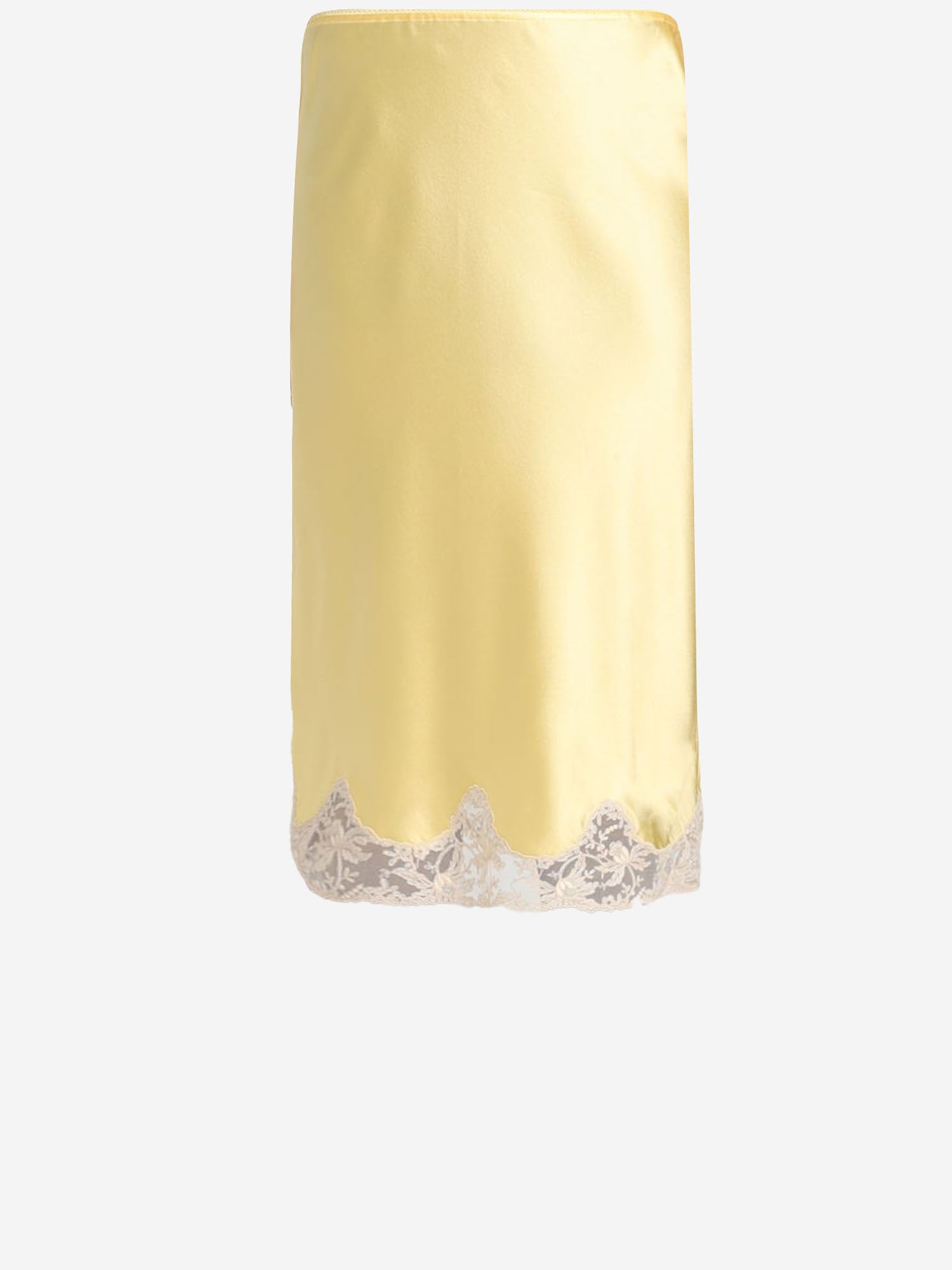 GONNA IN RASO DI SETA CON INSERTI IN PIZZO 851414 Y7G277262 SAINT LAURENT 