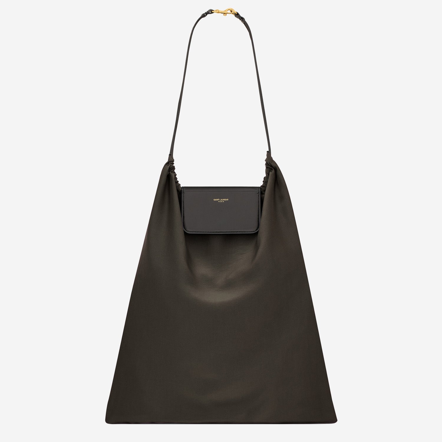 POCHETTE RIPIEGABILE IN RASO DI SETA E PELLE 862323 AAGFS1651 SAINT LAURENT 
