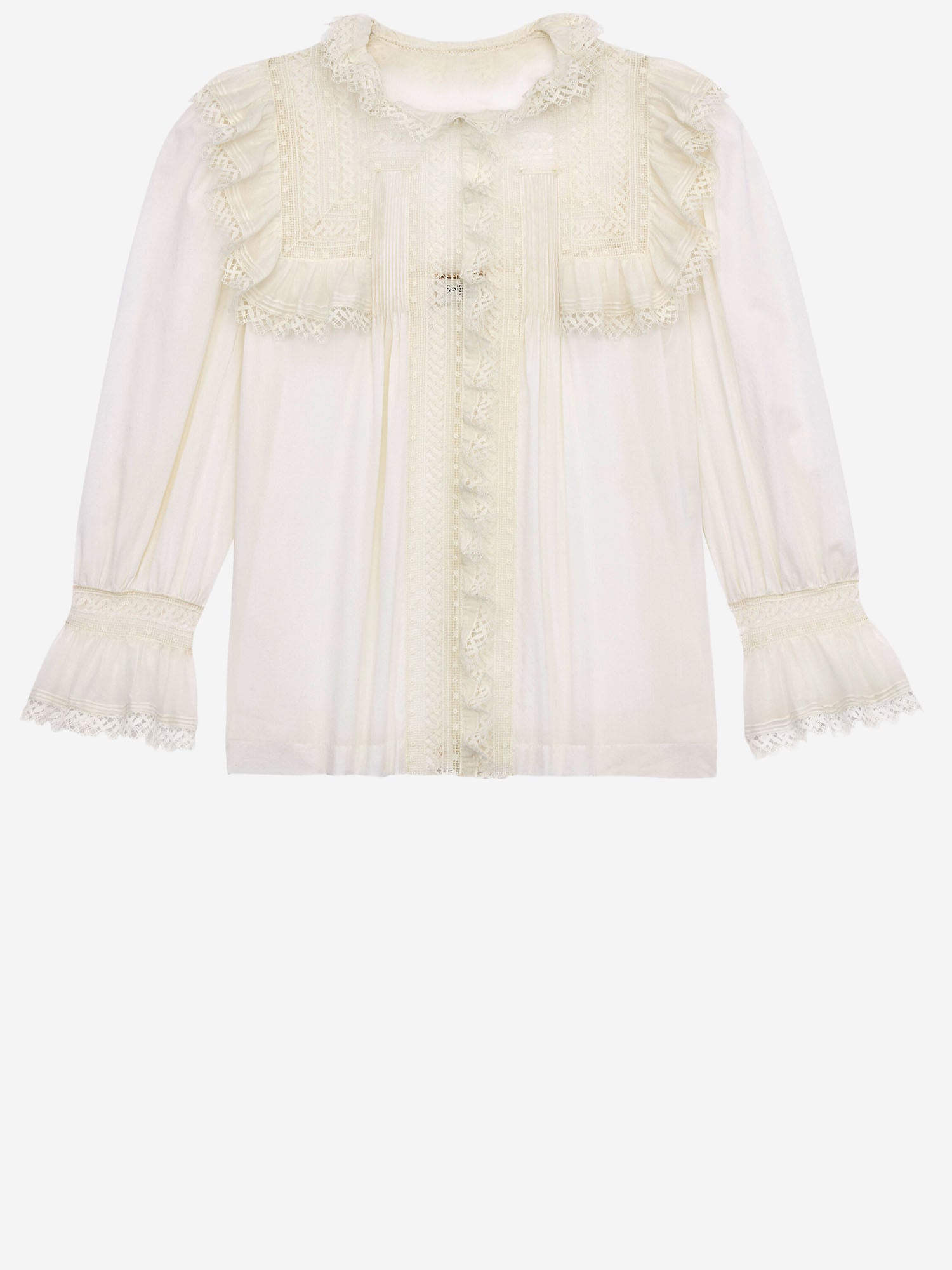 CAMICIA IN VOILE DI COTONE CON RICAMI IN PIZZO 862656 Y2L699601 SAINT LAURENT 