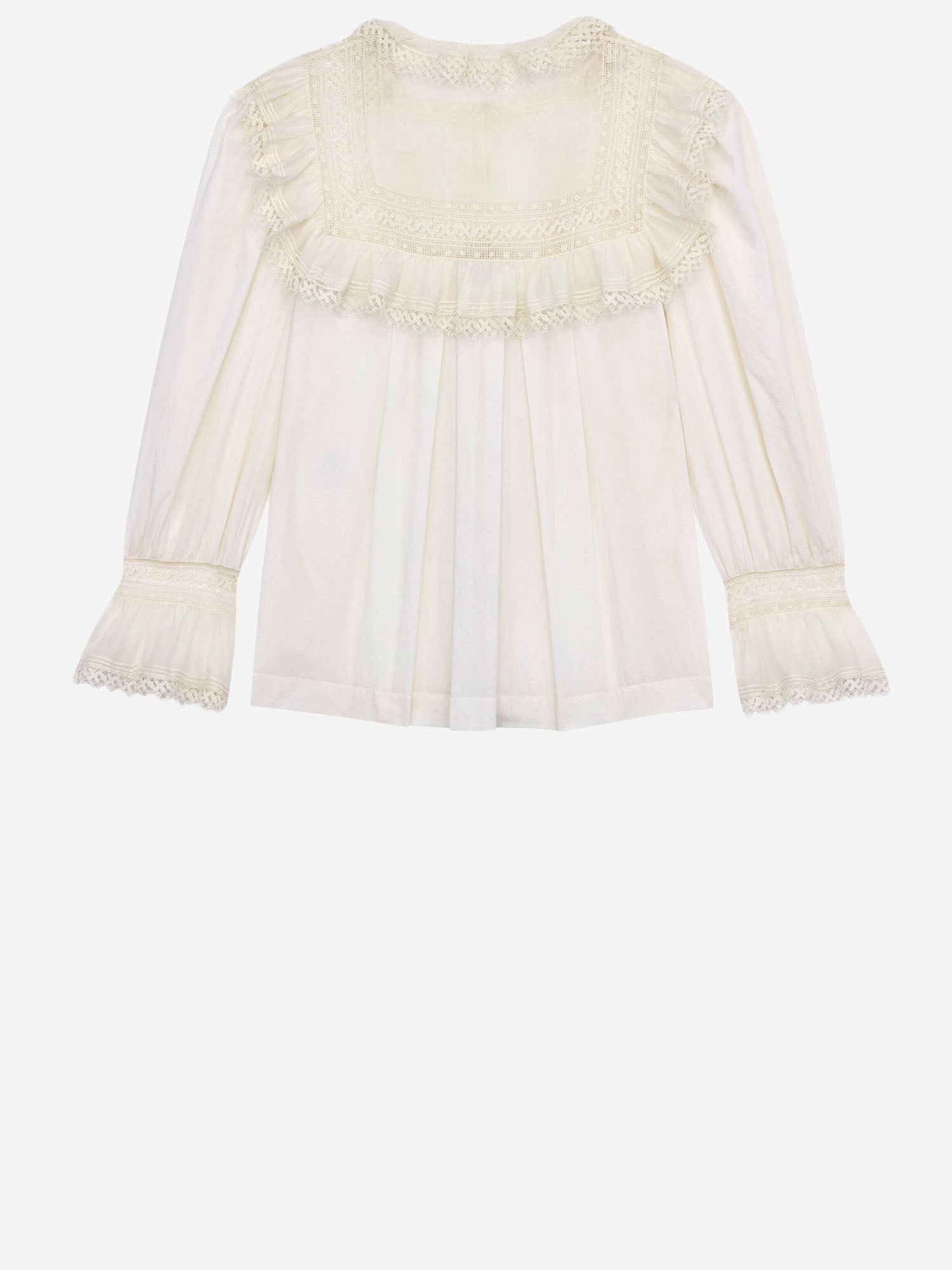 CAMICIA IN VOILE DI COTONE CON RICAMI IN PIZZO 862656 Y2L699601 SAINT LAURENT 