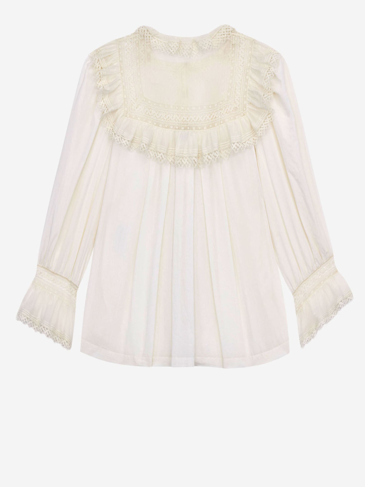 CAMICIA IN VOILE DI COTONE CON RICAMI IN PIZZO 862656 Y2L699601 SAINT LAURENT 