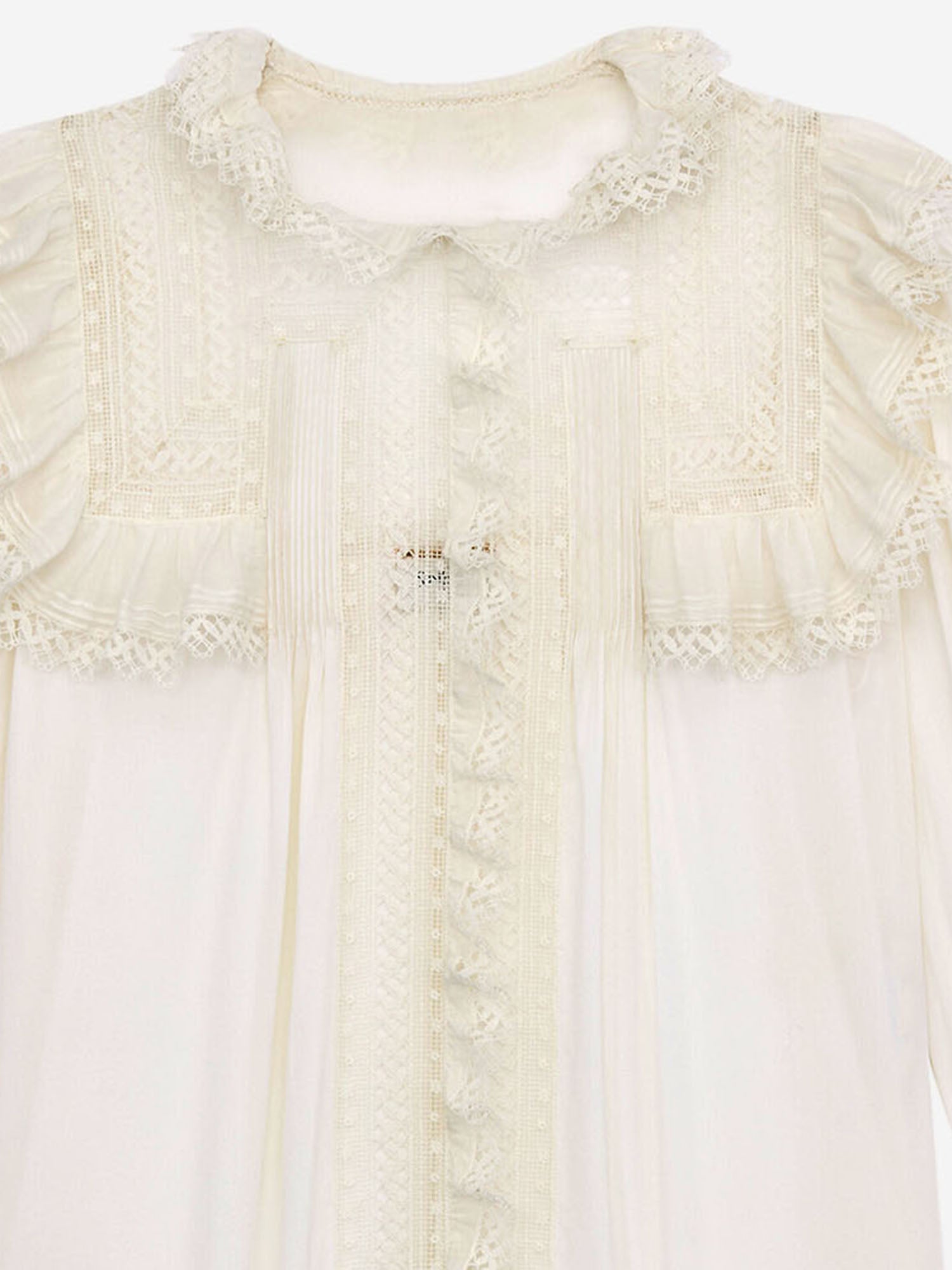 CAMICIA IN VOILE DI COTONE CON RICAMI IN PIZZO 862656 Y2L699601 SAINT LAURENT 
