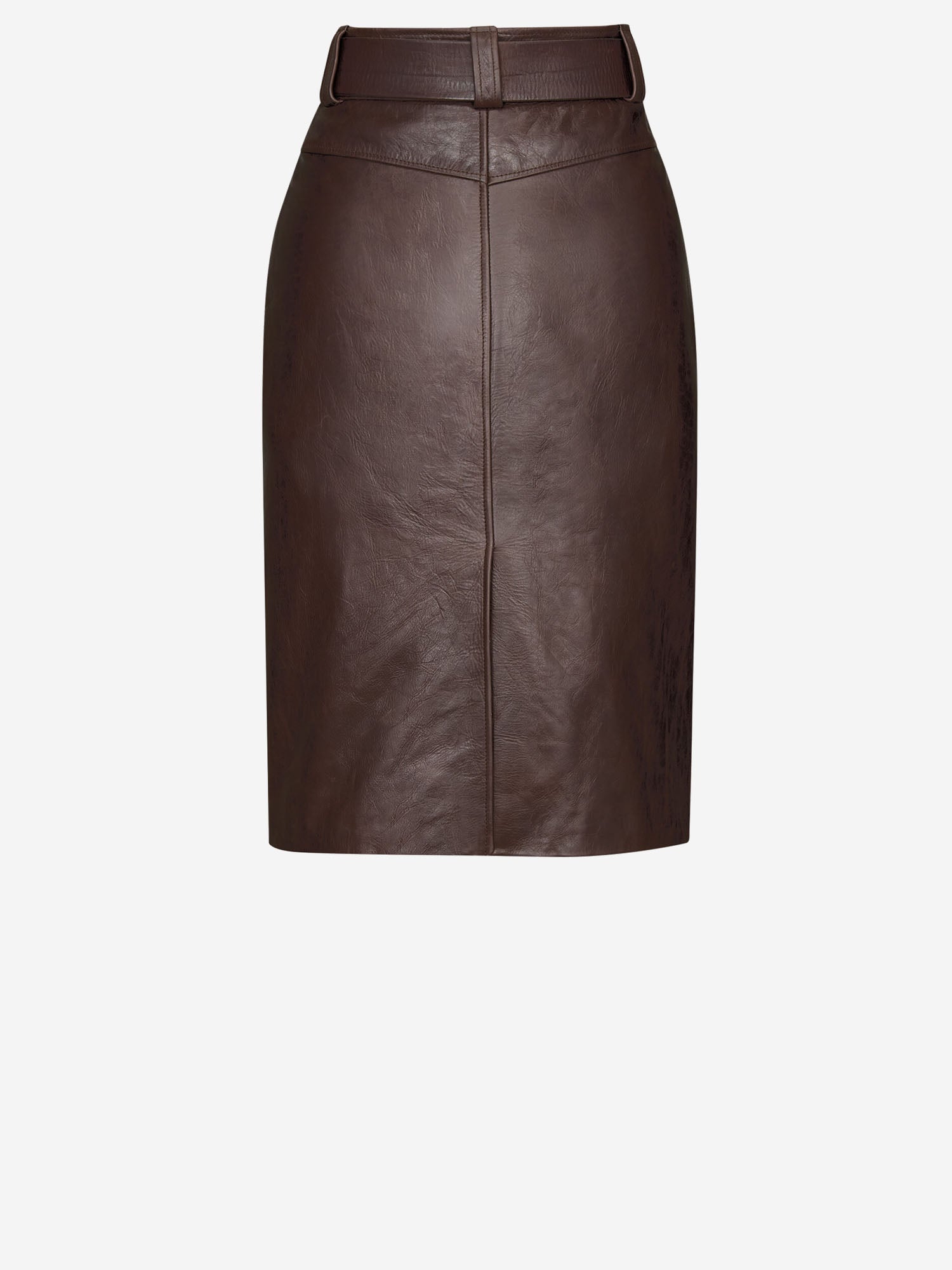 GONNA A MATITA CON CINTURA IN PELLE STROPICCIATA 865021 YCVD22820 SAINT LAURENT 