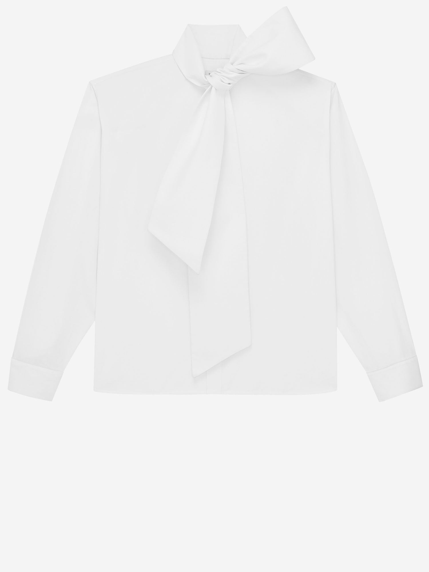 CAMICIA CON COLLO LAVALLIÈRE IN POPELINE DI COTONE 865302 Y1H489000 SAINT LAURENT 