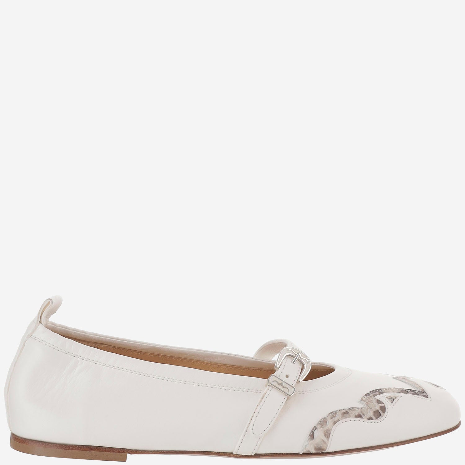 BALLERINE IN PELLE E PITONE SR4913P02 NAPPABIANCO6000PITONEROCCIA SARTORE 
