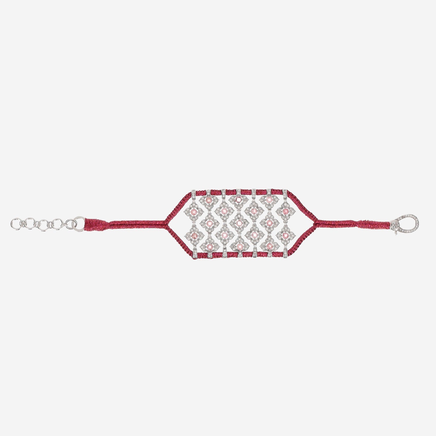 BRACCIALE ARGENTO CON DETTAGLIO GEOMETRICO BRASILIATOURMALINE CHERRY SILVIA BINI GIOIELLI 