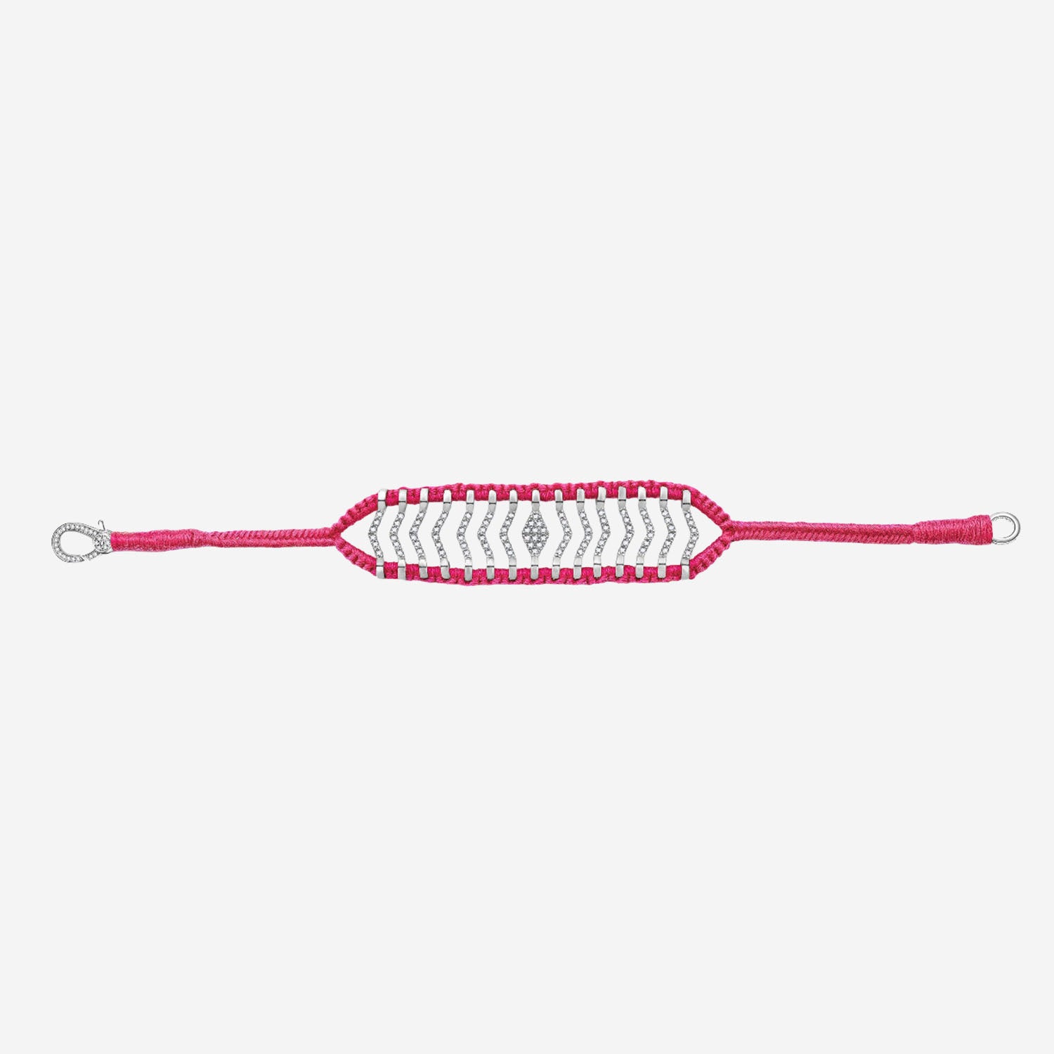 BRACCIALE ARGENTO CON DETTAGLIO GEOMETRICO ITACARE FUCSIA SILVIA BINI GIOIELLI 