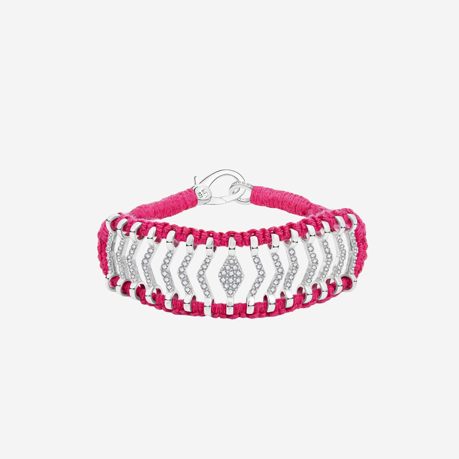 BRACCIALE ARGENTO CON DETTAGLIO GEOMETRICO ITACARE FUCSIA SILVIA BINI GIOIELLI 