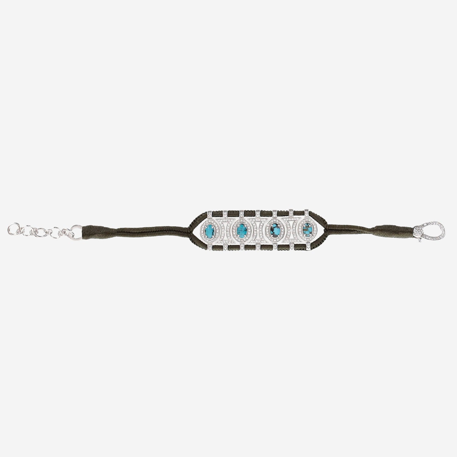 BRACCIALE ARGENTO CON DETTAGLIO GEOMETRICO BLU OLINDA KAKI SILVIA BINI GIOIELLI 