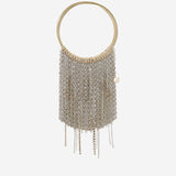 BORSA A MANO CON FRANGE A CATENA LEFLUFF GREYGOLD SILVIA GNECCHI 