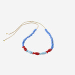 Collana in tessuto e perle di vetro FISHGLASSBEAD REDLIGHTBLUE SORBET ISLAND 