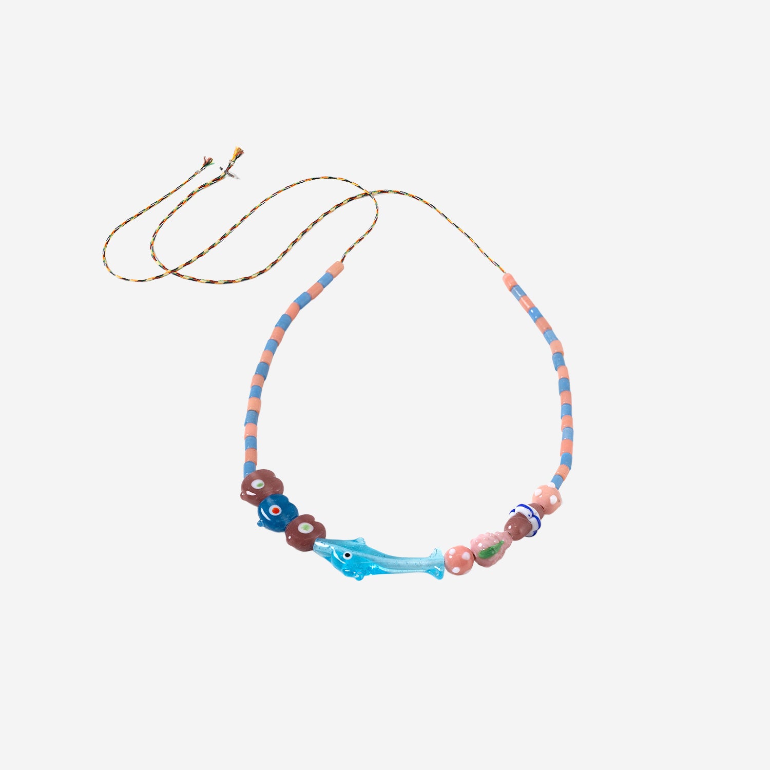 Collana con delfini e perle in vetro MIXEDGLASSBEAD DOLPHINPINKBLUE SORBET ISLAND 