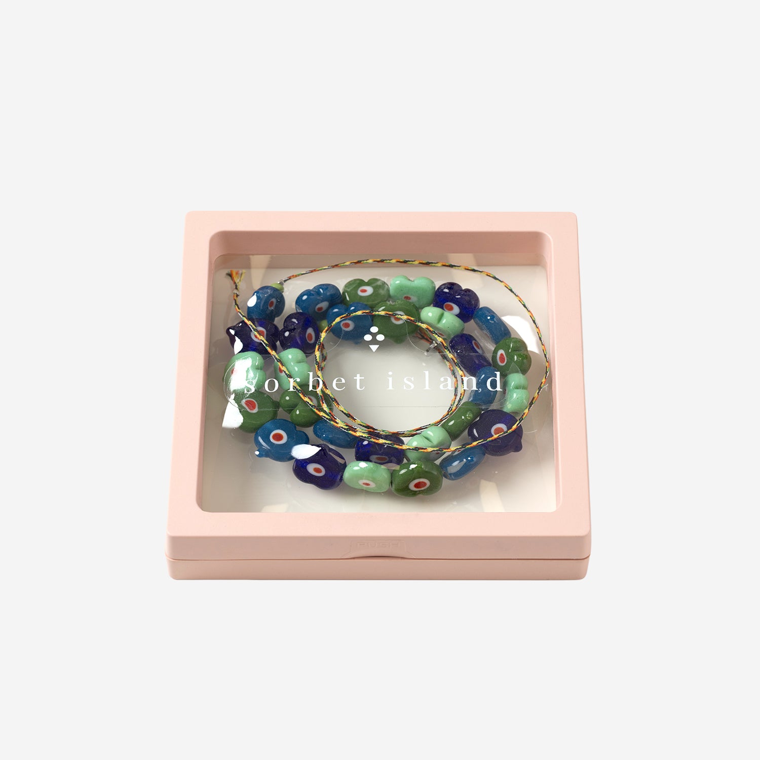 Collana con perle in vetro a forma di cuore MIXEDGLASSBEAD MULTIHEARTBLUE SORBET ISLAND 