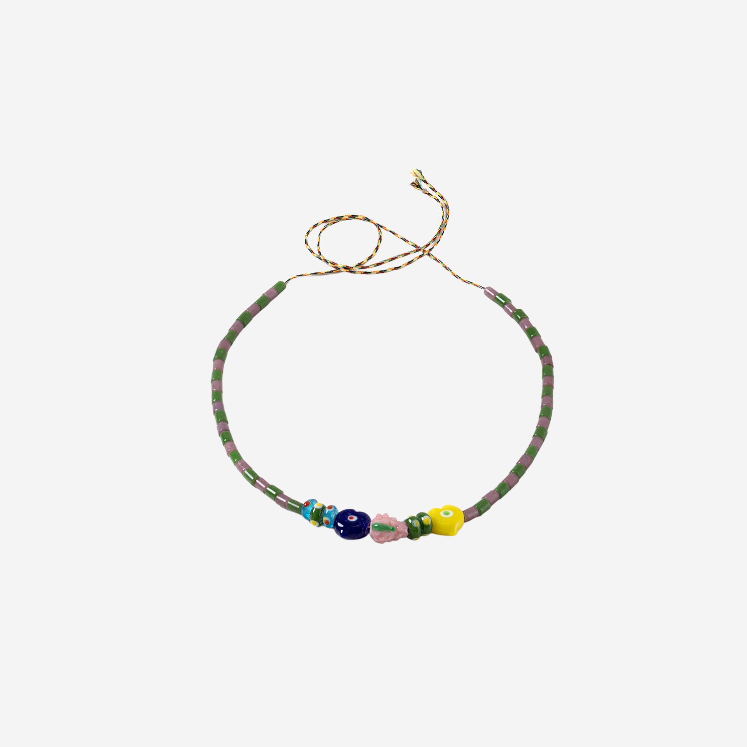 Collana con perle miste in vetro MIXEDGLASSBEAD STRAWBERRYGREENPURPLE SORBET ISLAND 