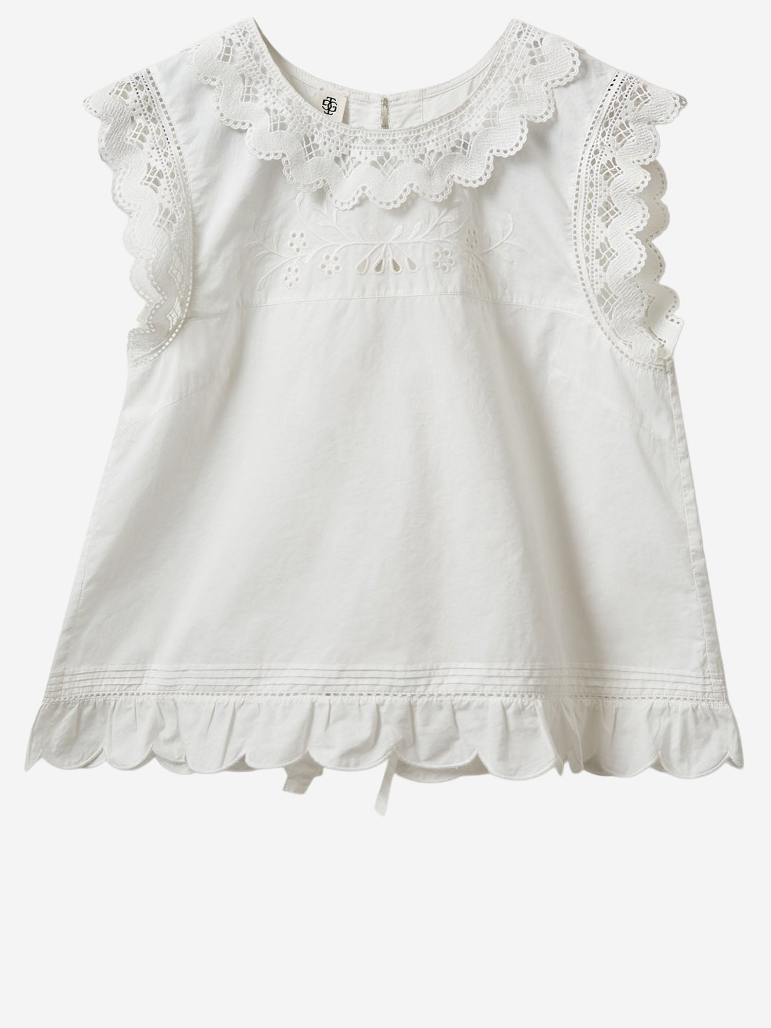 TOP IN COTONE CON INSERTI IN PIZZO 22236 000 THE.GARMENT 