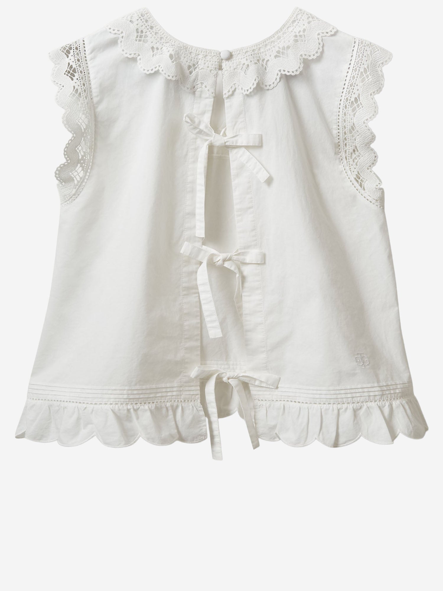 TOP IN COTONE CON INSERTI IN PIZZO 22236 000 THE.GARMENT 