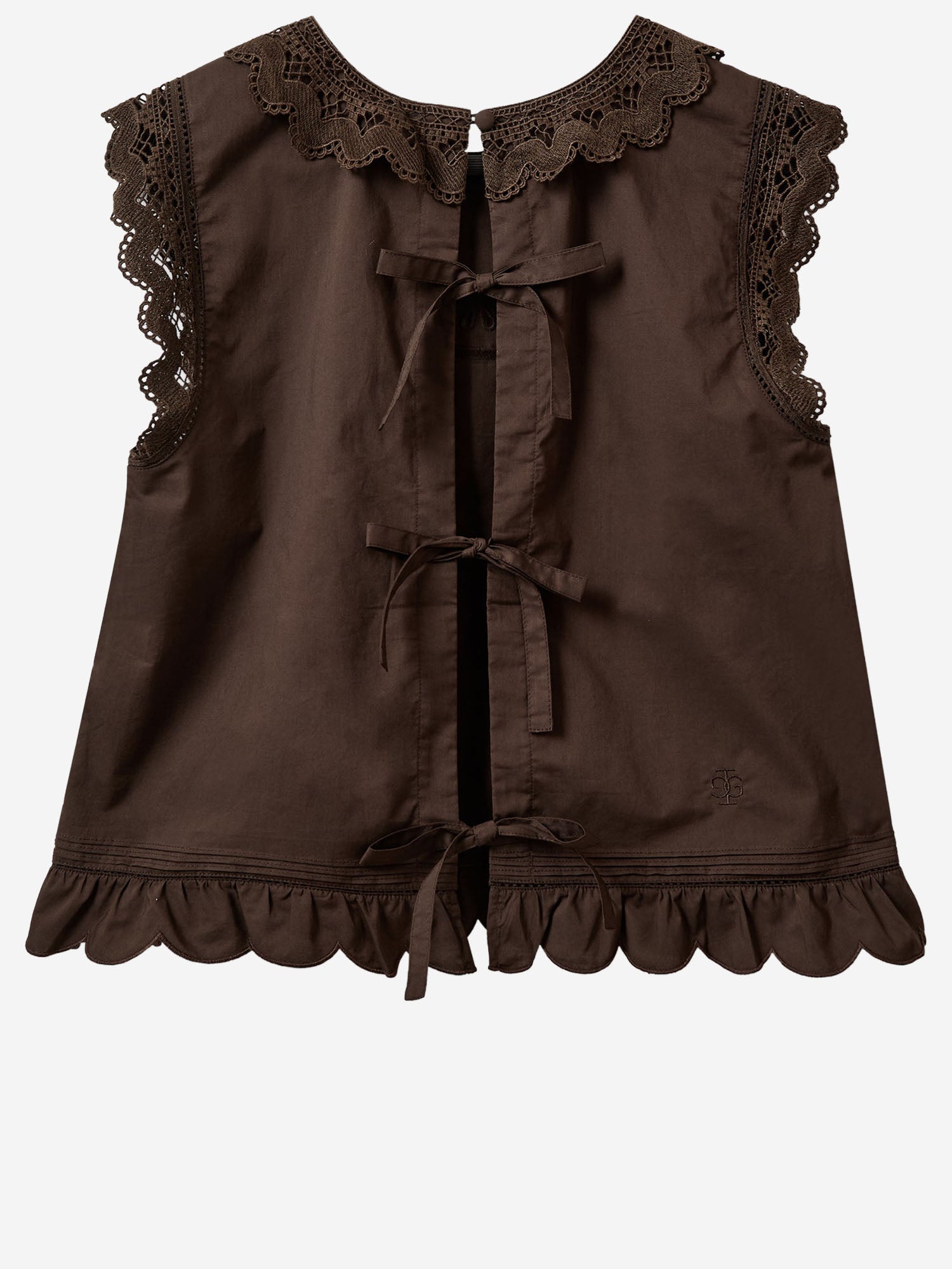 TOP IN COTONE CON INSERTI IN PIZZO 22236 512 THE.GARMENT 