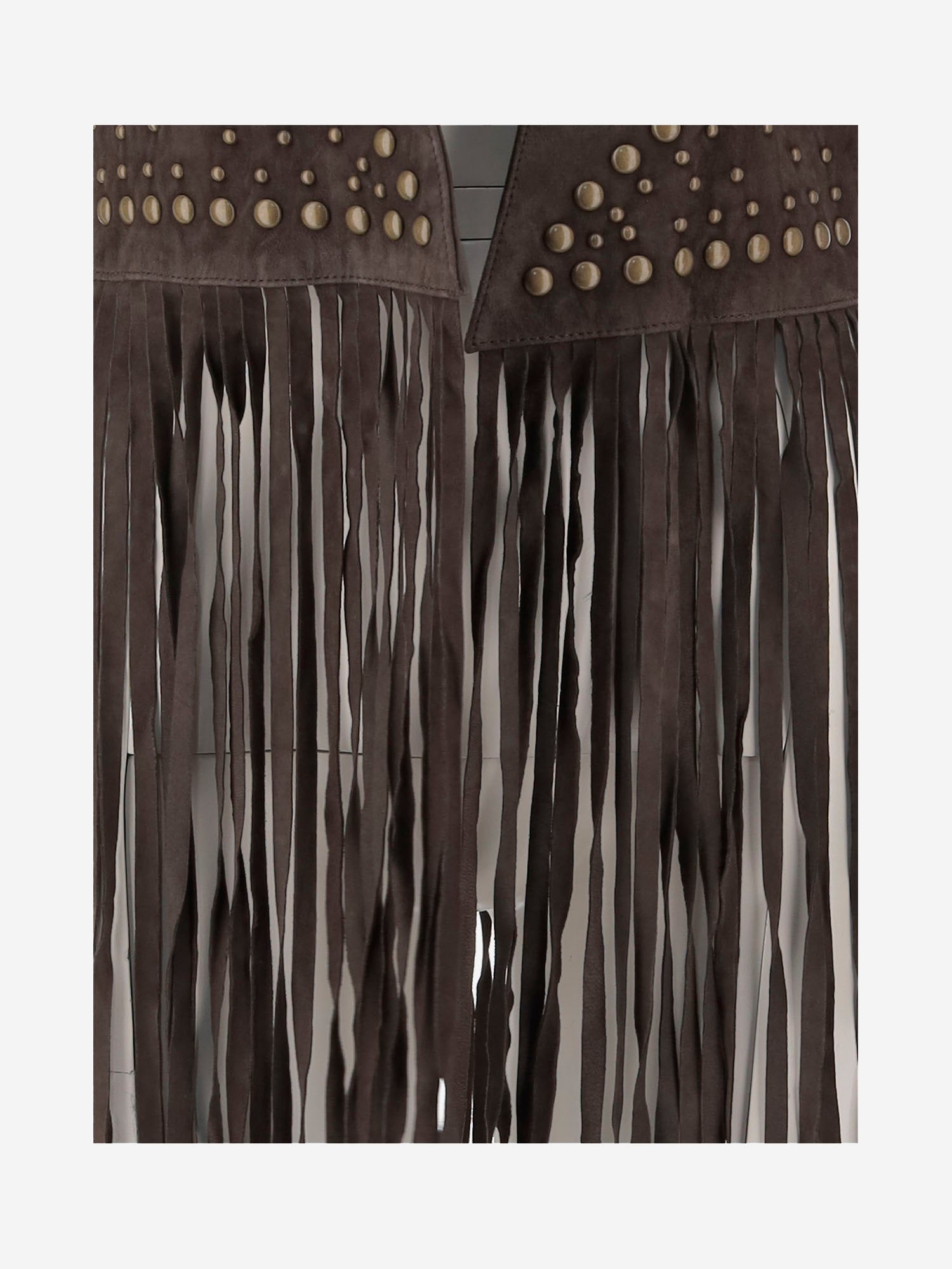 GILET IN PELLE SCAMOSCIATA CON FRANGE UN33 RSC309 UNCOMMON 