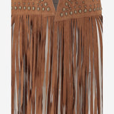 GILET IN PELLE SCAMOSCIATA CON FRANGE UN33 RSC375 UNCOMMON 