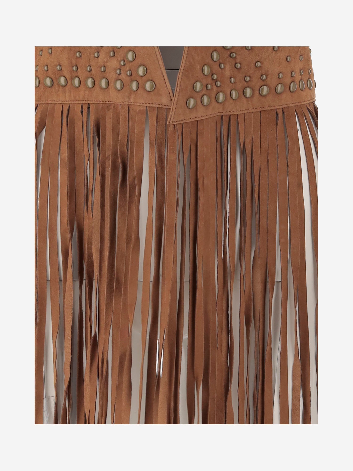 GILET IN PELLE SCAMOSCIATA CON FRANGE UN33 RSC375 UNCOMMON 