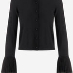 CARDIGAN IN LANA CON POLSINI PLISSÉ 8B0KA15J A8Q0NO VALENTINO 