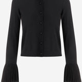 CARDIGAN IN LANA CON POLSINI PLISSÉ 8B0KA15J A8Q0NO VALENTINO 