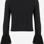 CARDIGAN IN LANA CON POLSINI PLISSÉ 8B0KA15J A8Q0NO VALENTINO 