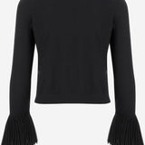 CARDIGAN IN LANA CON POLSINI PLISSÉ 8B0KA15J A8Q0NO VALENTINO 