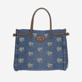 BORSA SHOPPHIG ANTIBES IN DENIM CON RICAMI 8W0B0R19 AXEAXM VALENTINO GARAVANI 