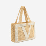 BORSA SHOPPING MEDIA VIVA SUPERSTAR IN RAFIA 8W2B0S11 QETCEM VALENTINO GARAVANI 