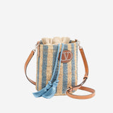 BORSA PICCOLA A SECCHIELLO IN RAFIA A RIGHE 8W2B0T03 IXUC8G VALENTINO GARAVANI 